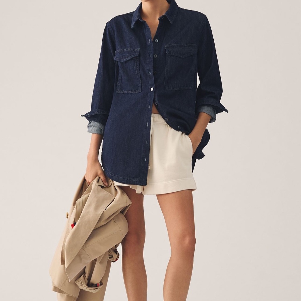 NWT New Anthropologie Pilcro Navy Button Down Shirt